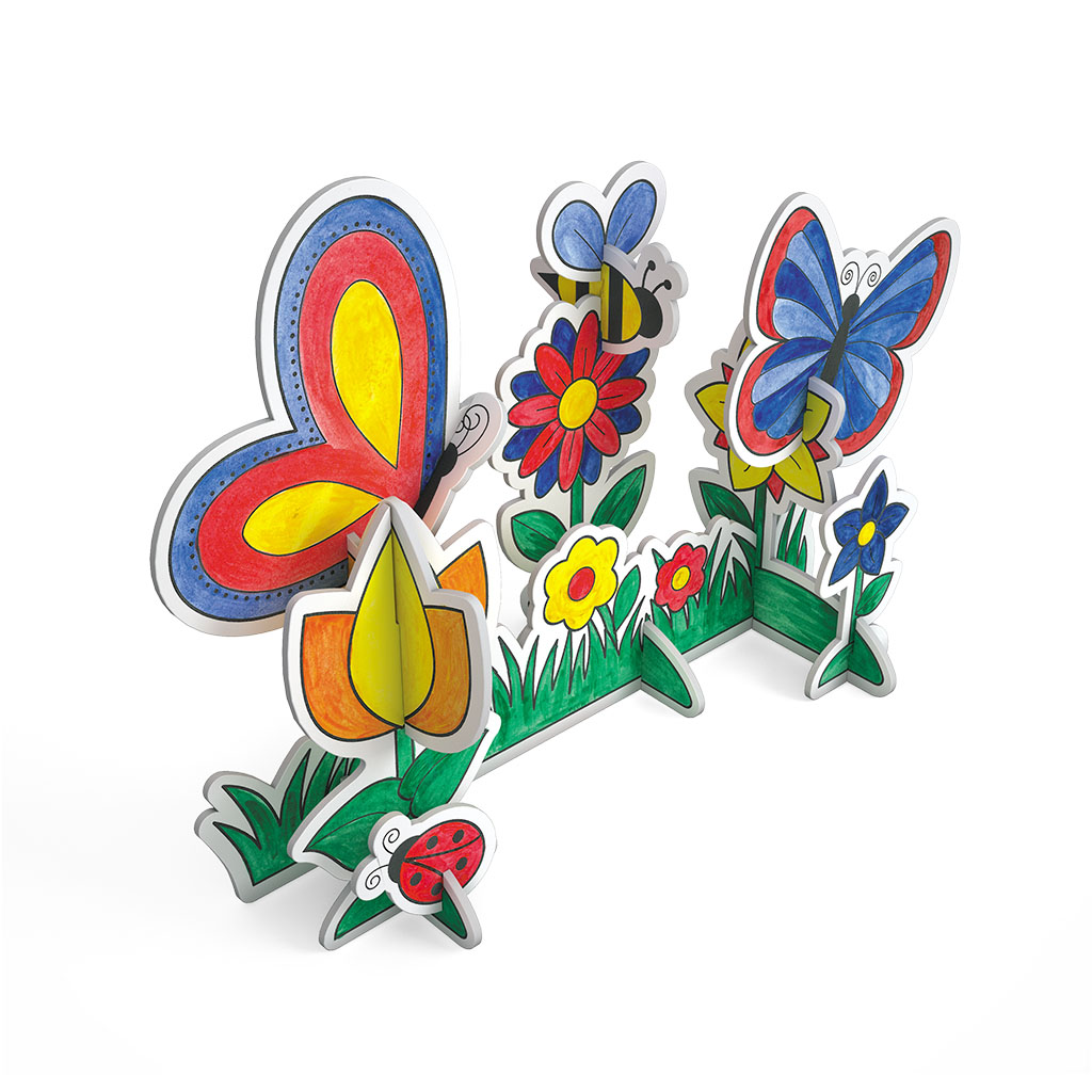Игровой 3D пазл для раскрашивания ArtBerry Butterfly акварель 6 цветов и 2 карты с фигурами для сборки  